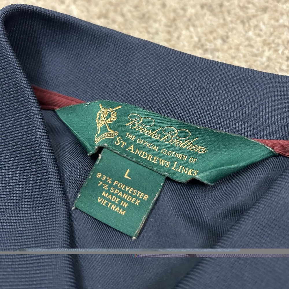 Brooks Brothers St Andrews Links Polo Shirt Mens Large Golf Striped Performance - Picture 6 of 7
